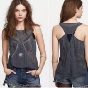 Free People White Crochet Tank Top Size L